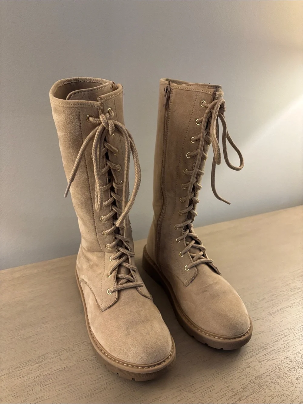 Girls’ Tall Lace-Up Faux Suede Boots - Size  2